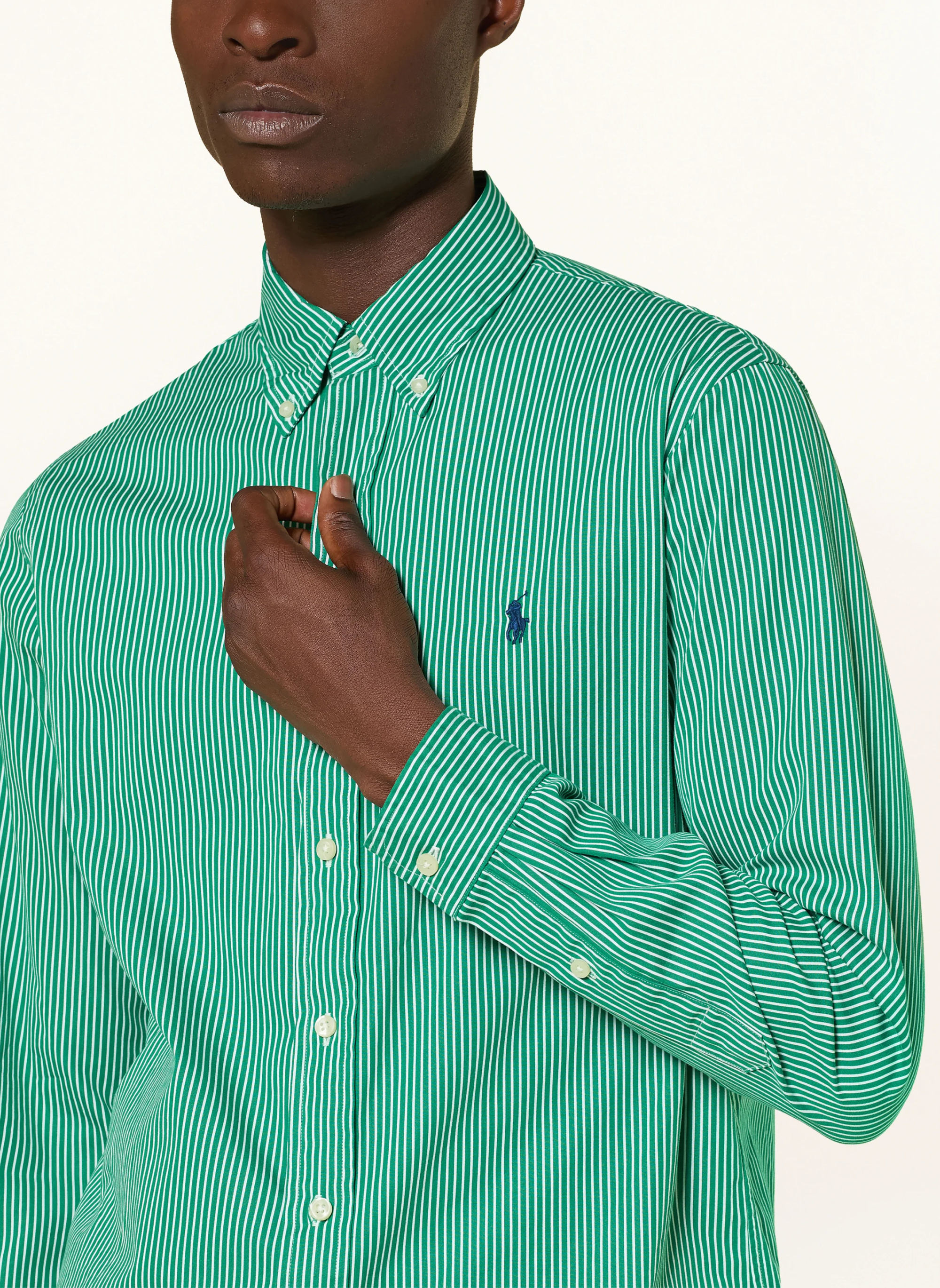 POLO RALPH LAUREN Hemd Custom Fit – GRÜN / DUNKELBLAU / WEISS