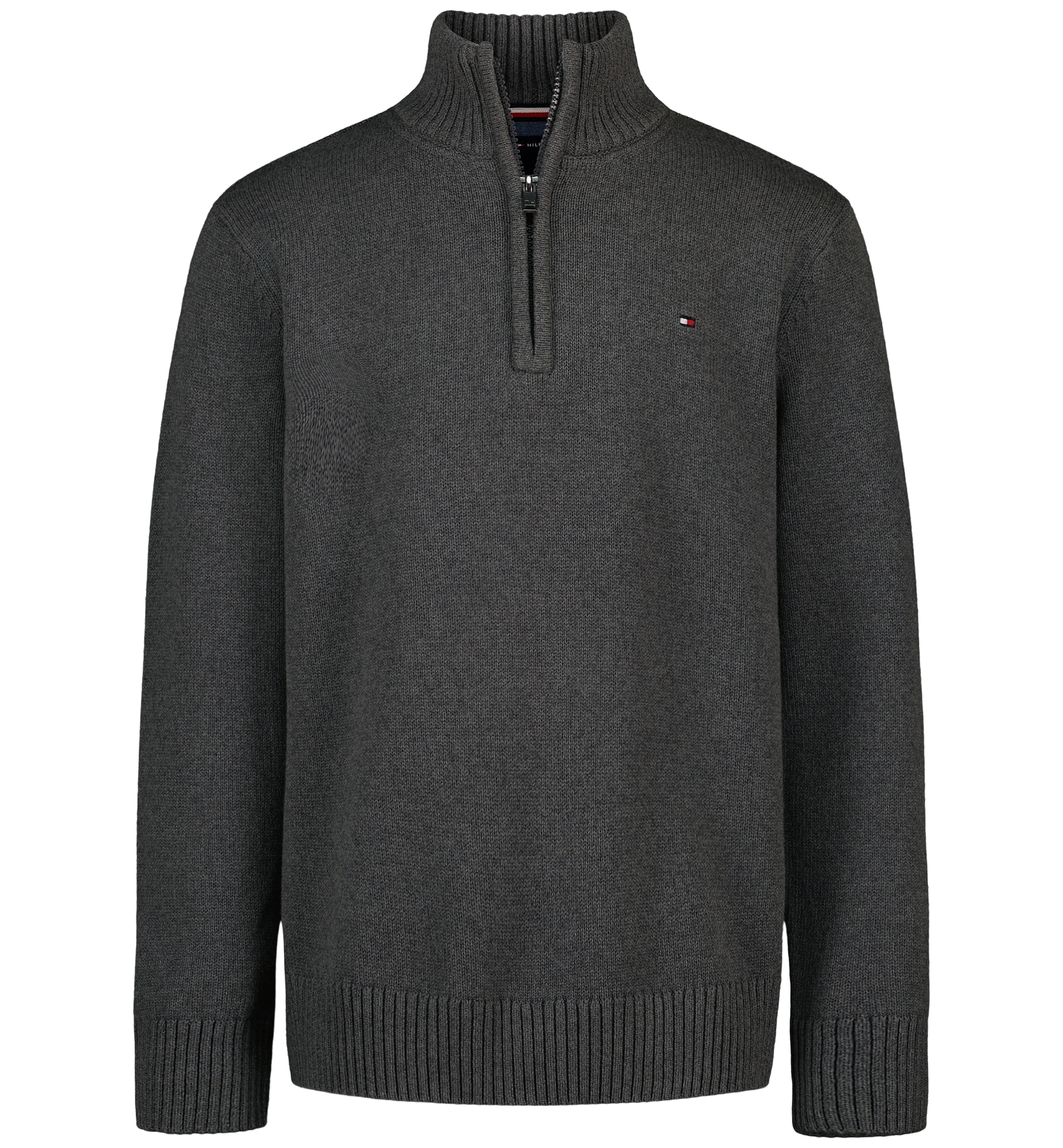 Tommy Hilfiger Boys' 8-20 Zipneck Cotton Quarter-Zip Sweater - Charcoal Heather