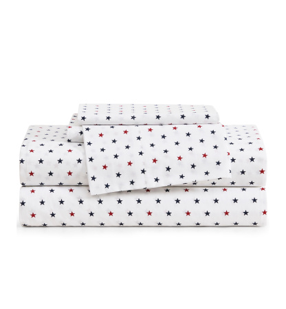 Tommy Hilfiger Printed 200-Thread Count Cotton Percale Sheet Set - Daystar Blue