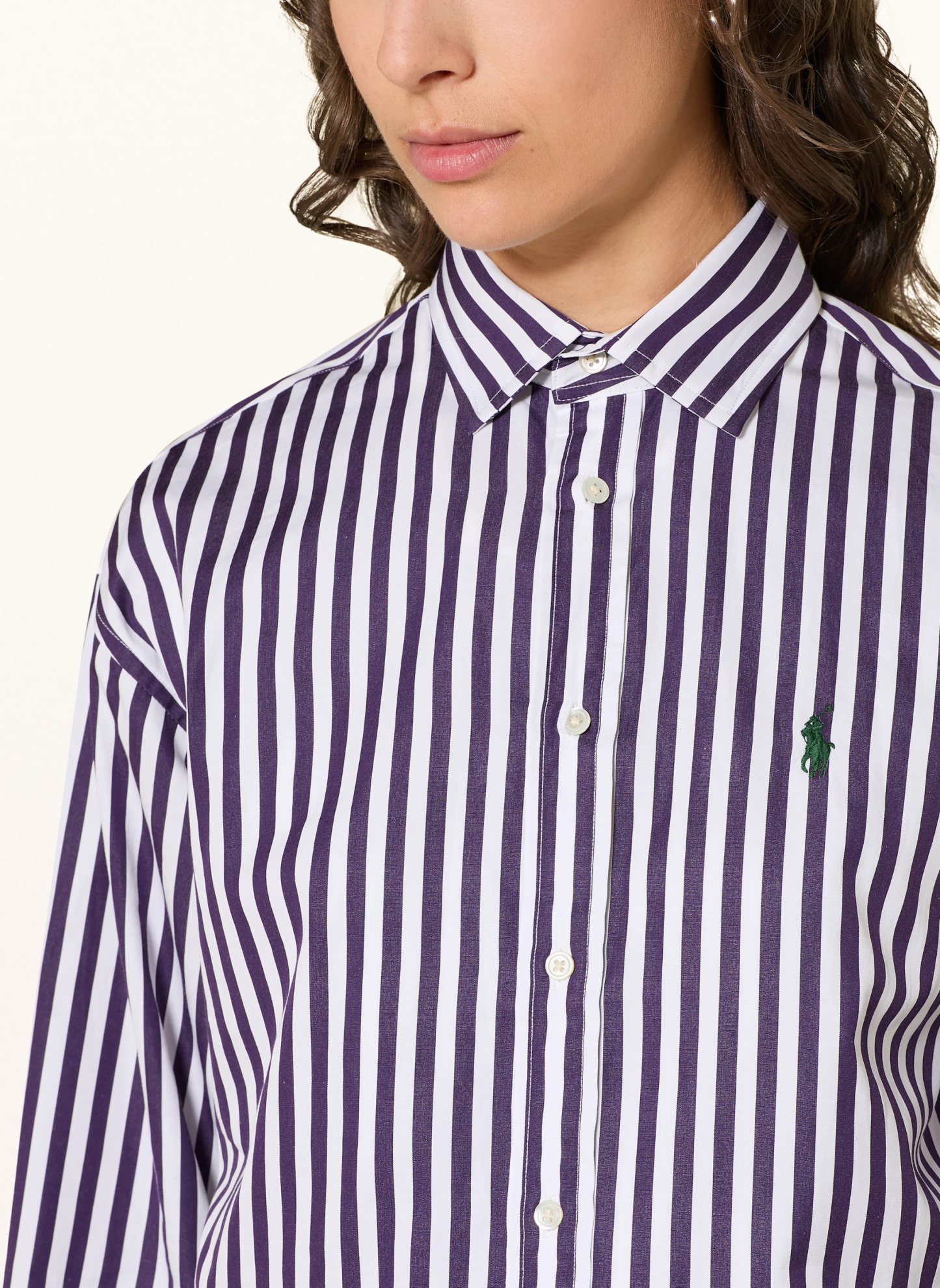 POLO RALPH LAUREN Hemdbluse – WEISS / DUNKELLILA