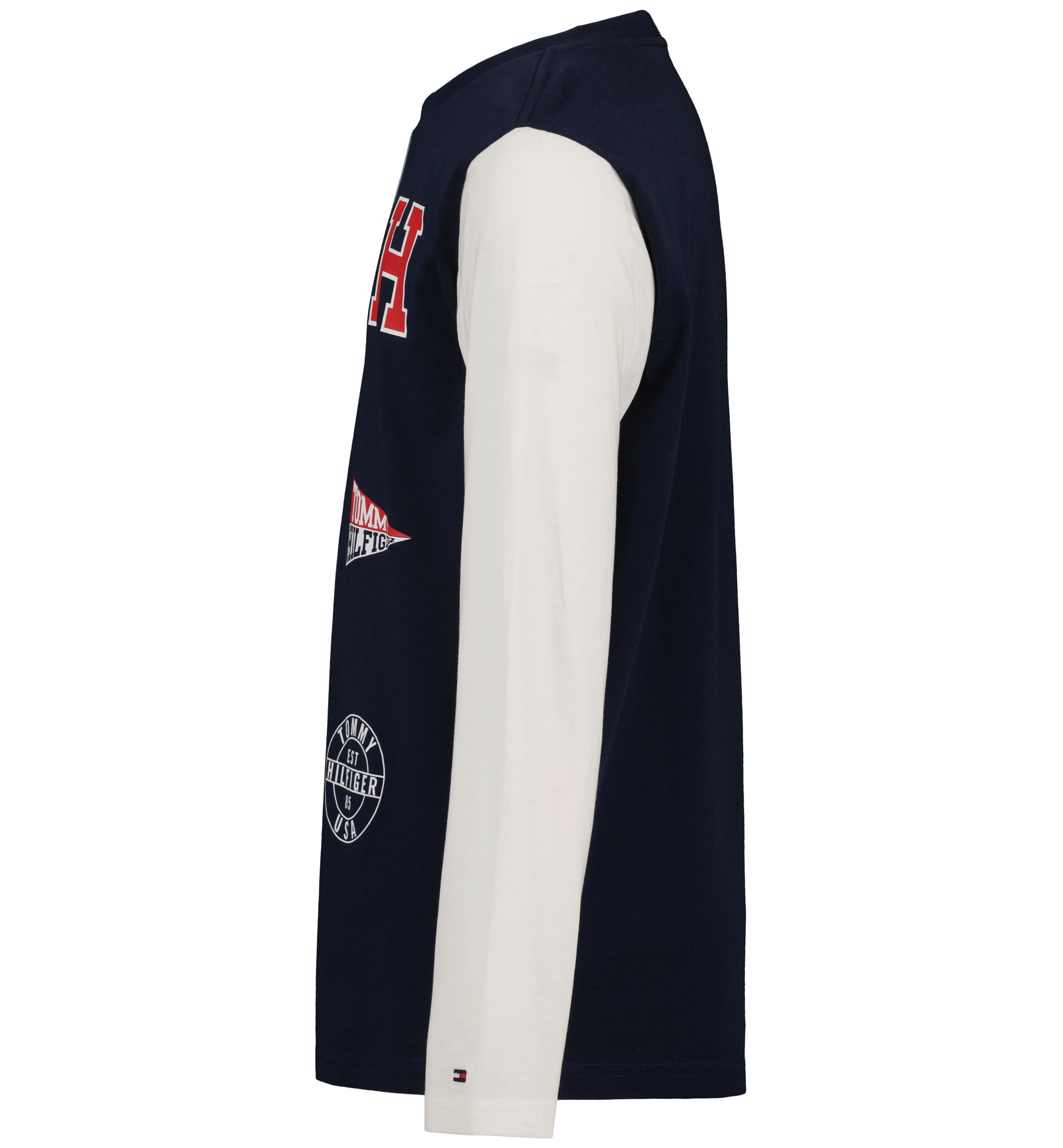 Tommy Hilfiger Boys' 2T-7 Stacked Logo Long-Sleeve T-Shirt - Navy Blazer