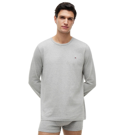 Tommy Hilfiger Men's Core Flag Long-Sleeve Crewneck Cotton Pajama T-Shirt - Gray Heather