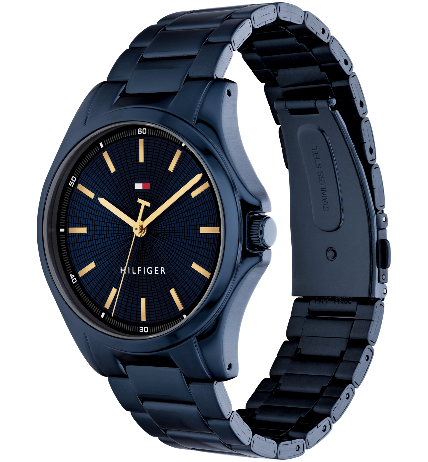 Tommy Hilfiger Men's Quartz Ionic Plated Blue Stainless Steel Bracelet Watch, 42mm - Blue