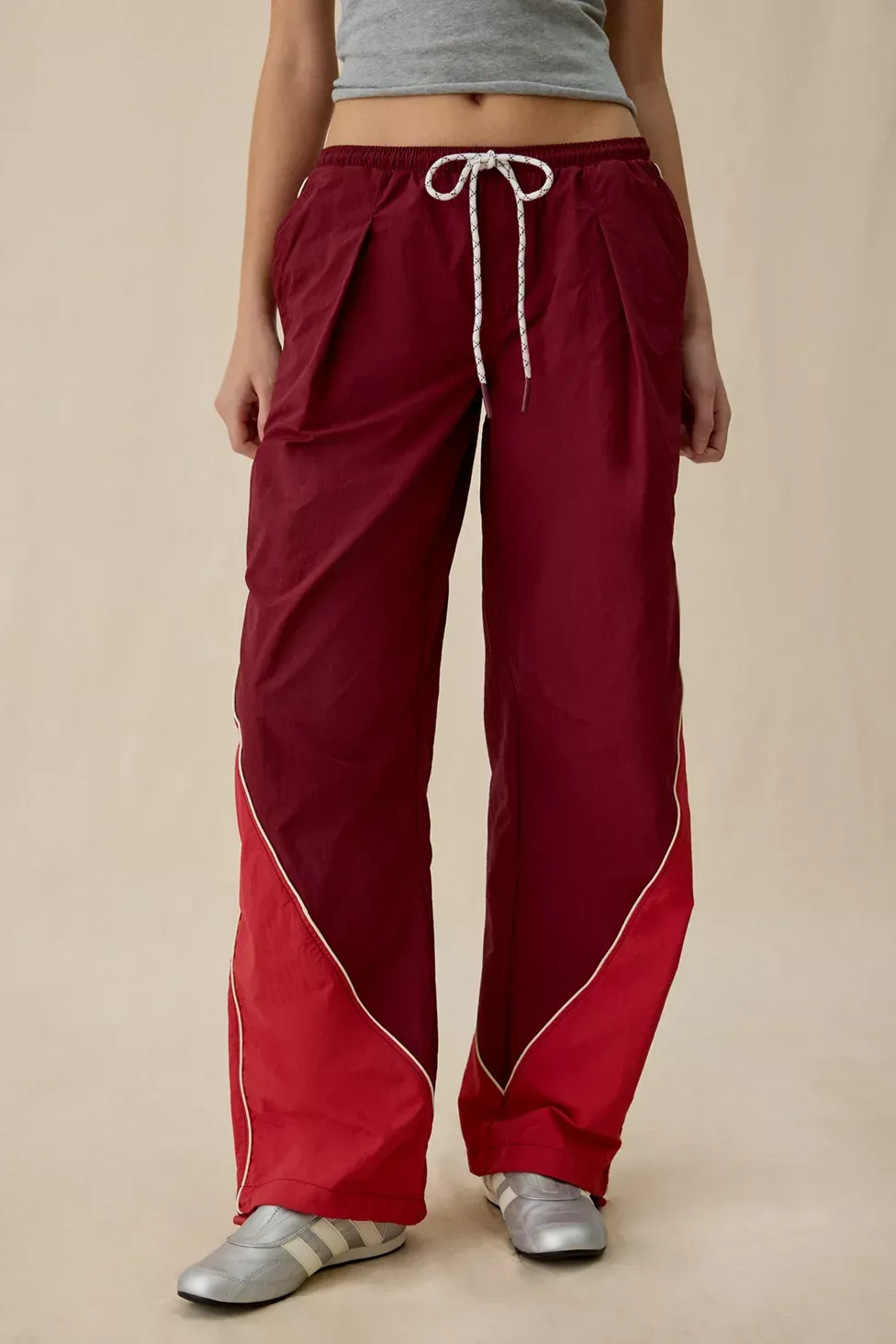 BDG Finish Line Low-Rise Baggy Track Pants - Red