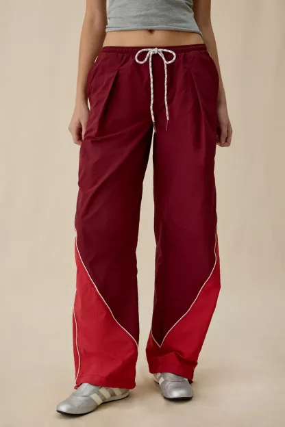 BDG Finish Line Low-Rise Baggy Track Pants - Red