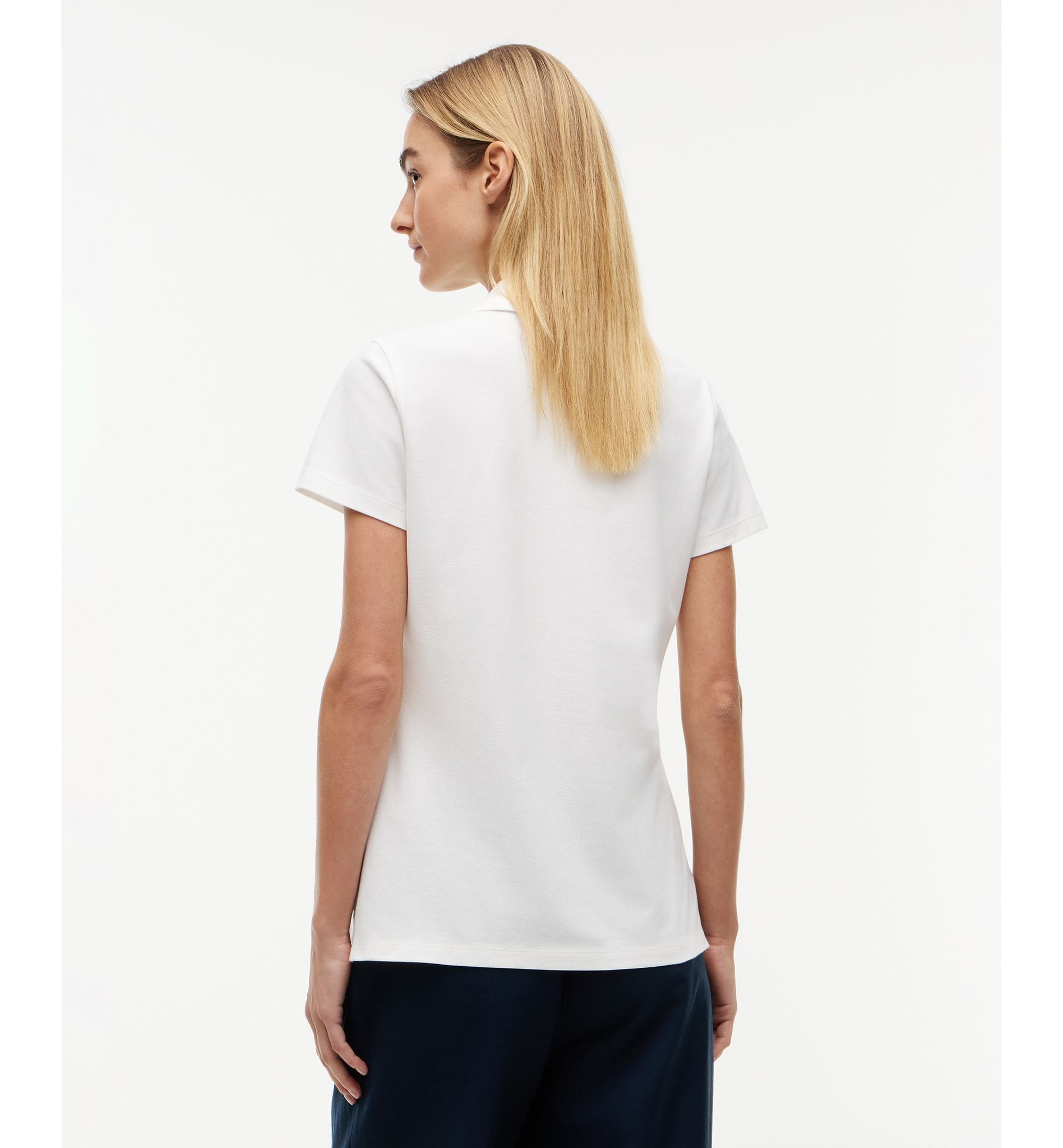 Tommy Hilfiger Women's Classic Pique Short-Sleeve Polo T-Shirt - Dark Night Navy/Ecru Stripe