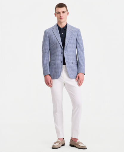 Tommy Hilfiger Men's Modern-Fit Patterned Blazer - Light Blue Pattern