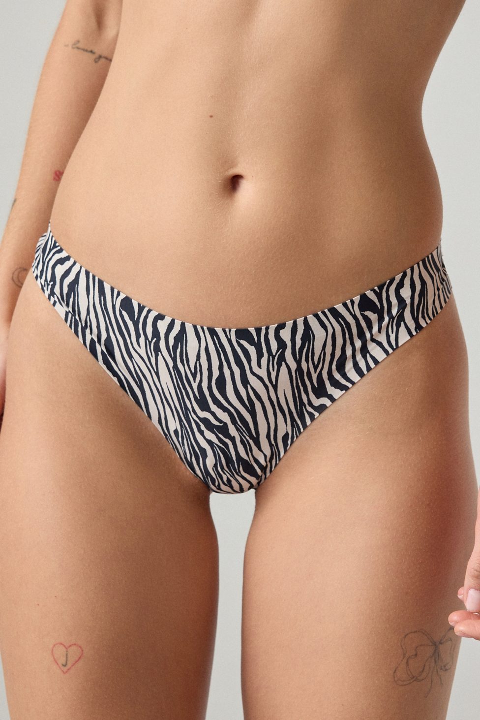 Out From Under Second Skin Fusion Thong - Zebra Print