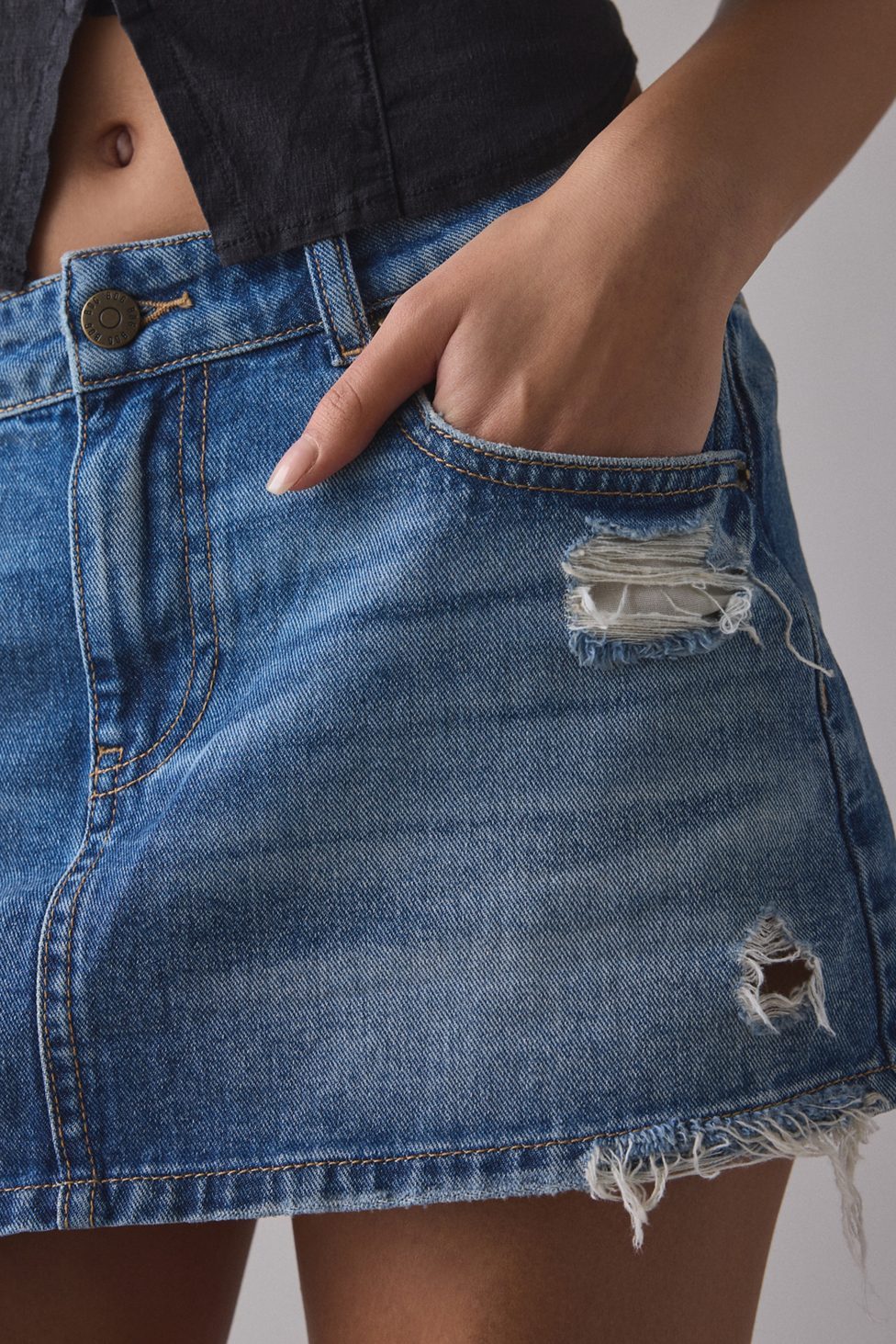 BDG Onna Denim Micro Mini Skirt - Sky