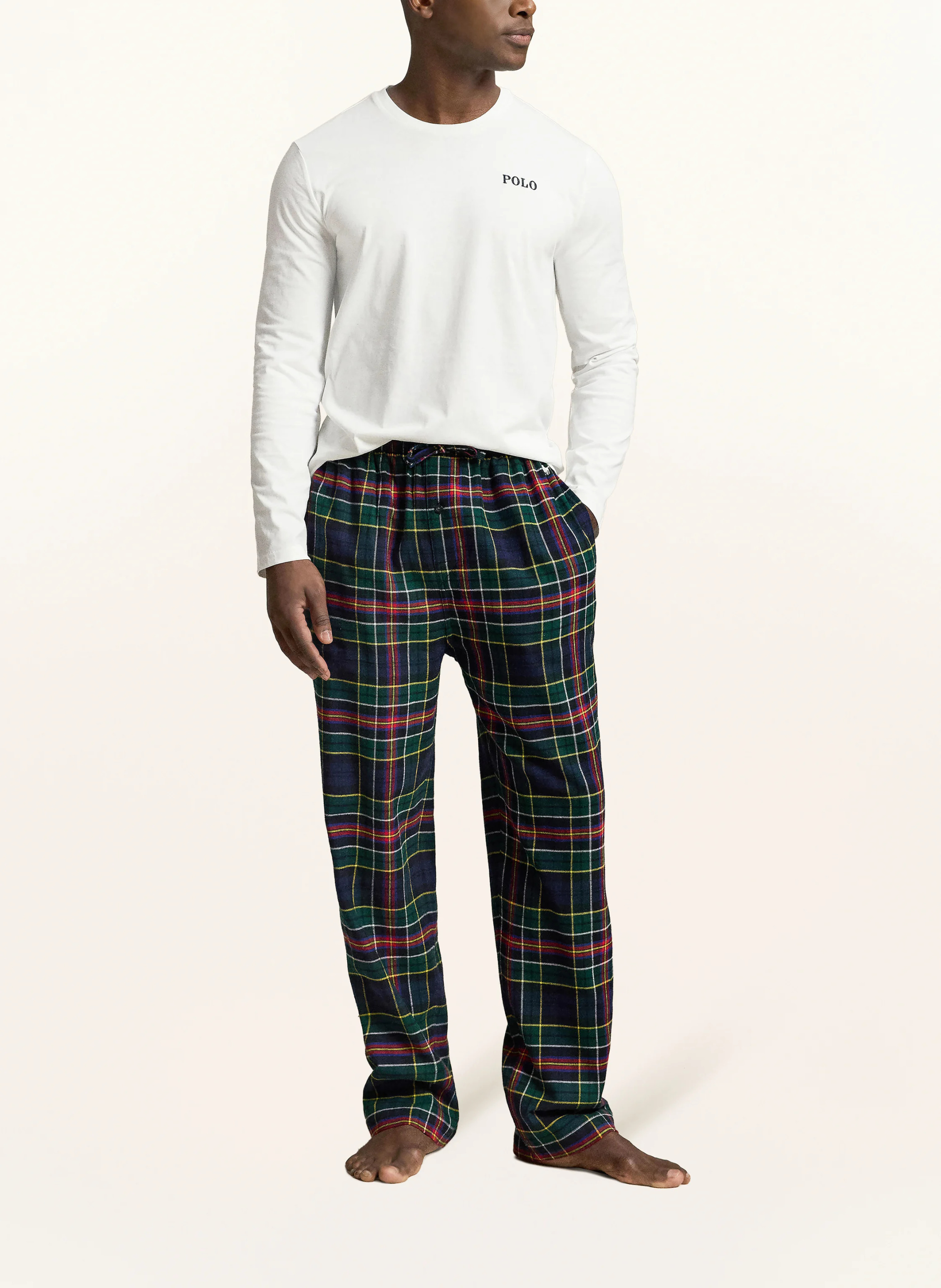 POLO RALPH LAUREN Schlafanzug aus Flanell – DUNKELBLAU / GRÜN / WEISS