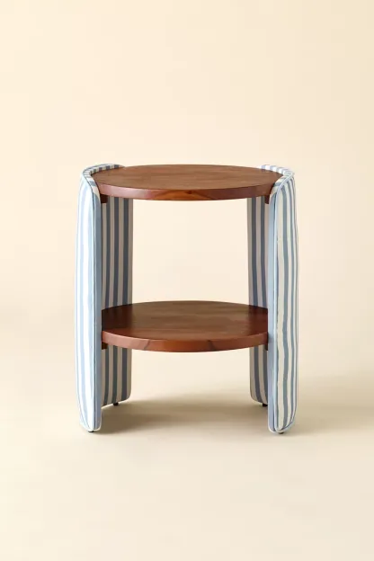 Jane Round Upholstered Storage Nightstand - Blue Rhea
