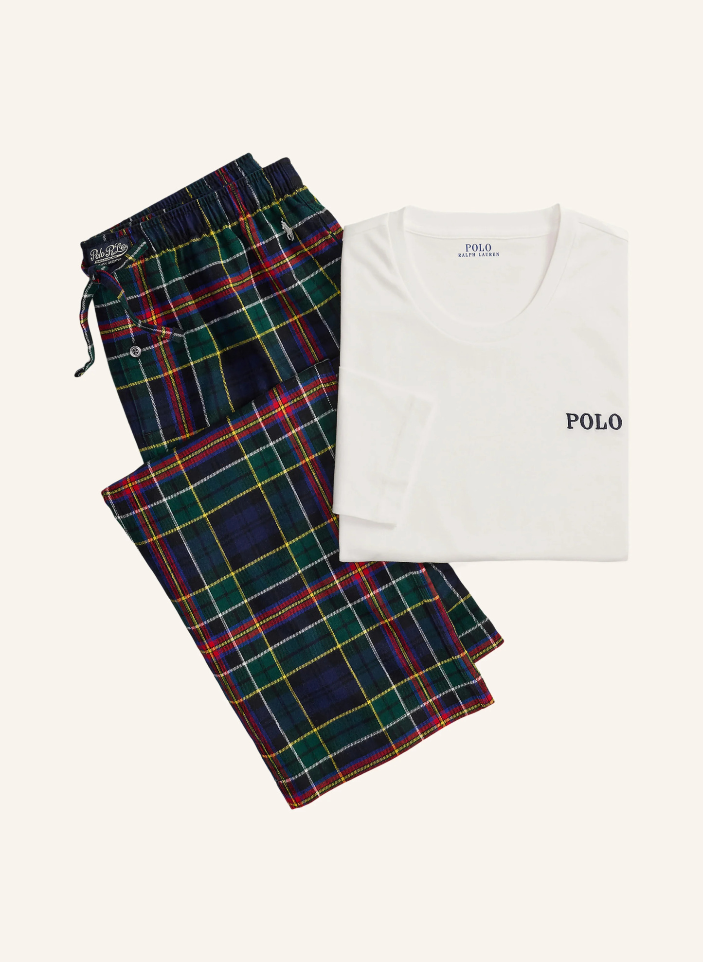 POLO RALPH LAUREN Schlafanzug aus Flanell – DUNKELBLAU / GRÜN / WEISS