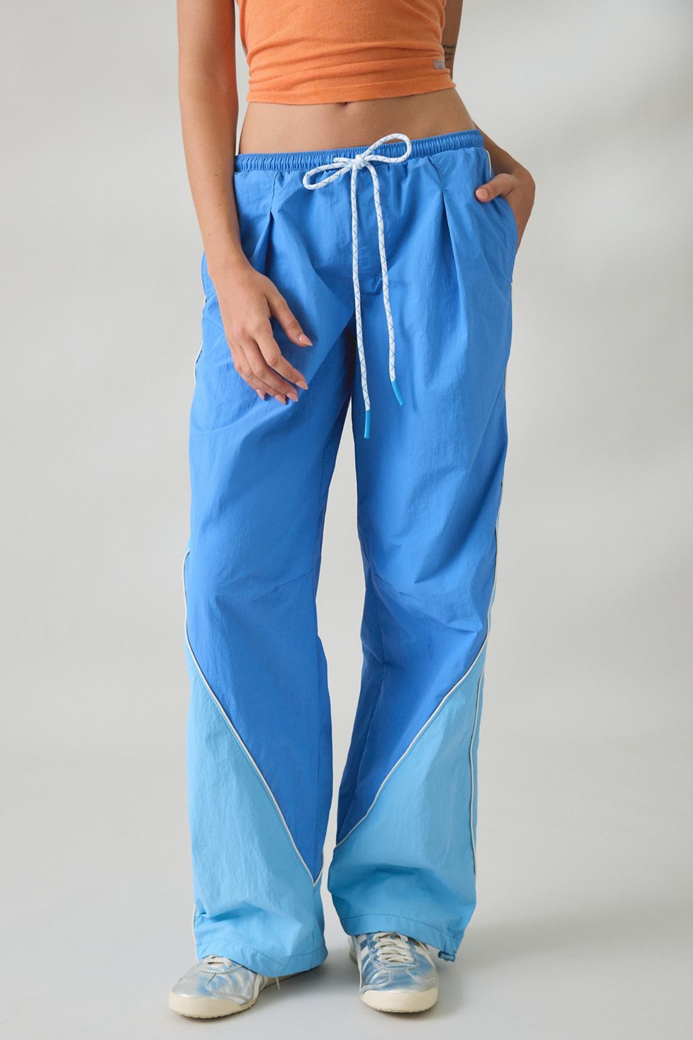 BDG Finish Line Low-Rise Baggy Track Pants - Sky