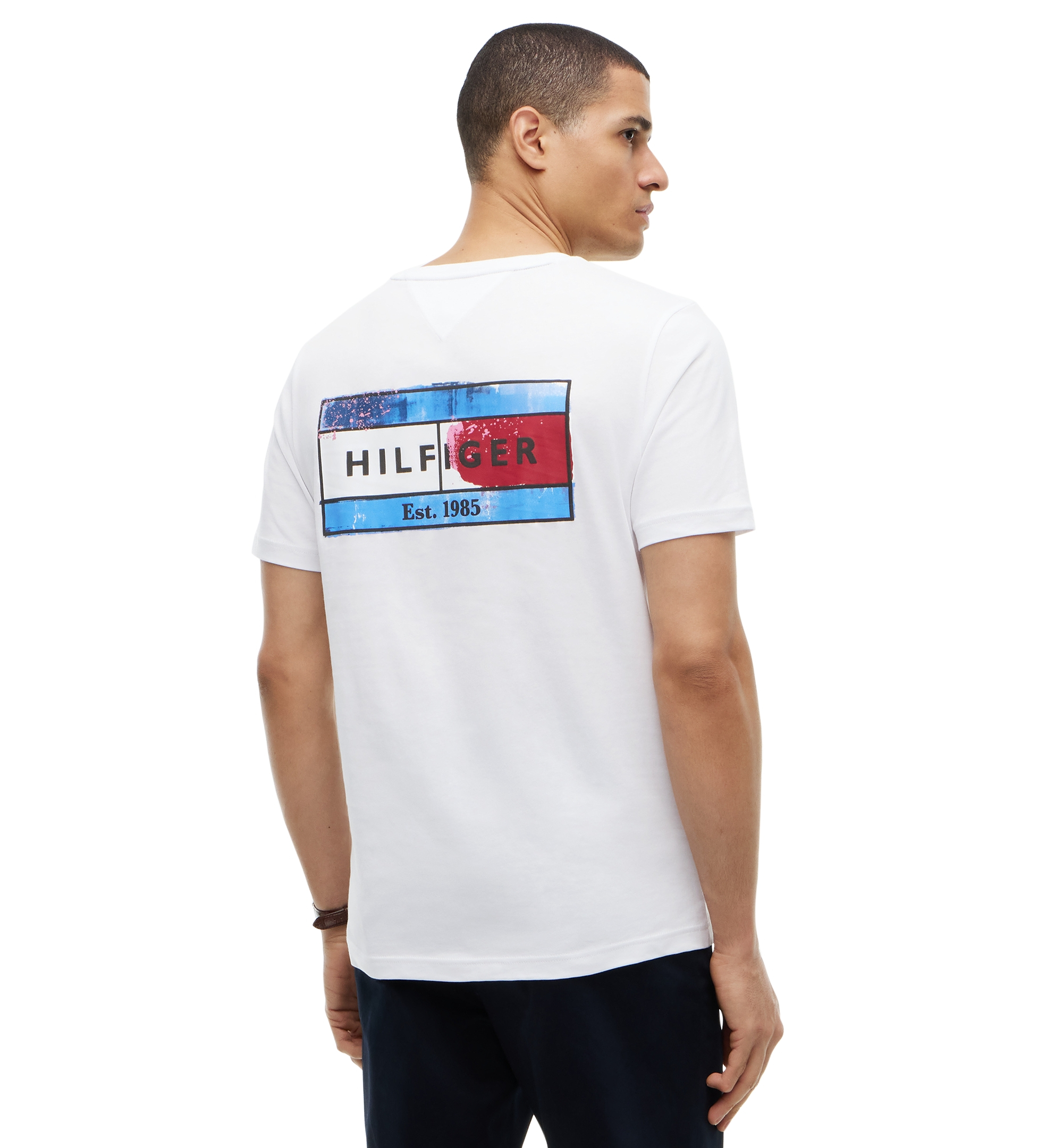 Tommy Hilfiger Men's Brand Love Back Flag Graphic T-Shirt - White