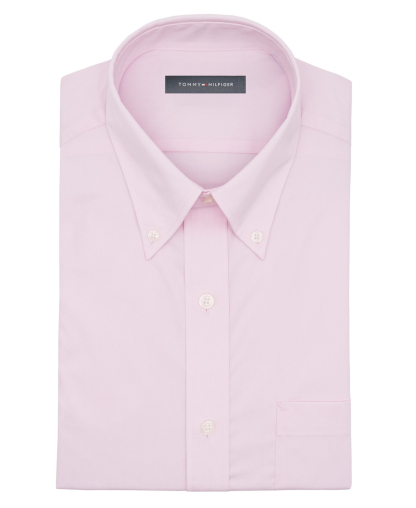 Tommy Hilfiger Men's Regular Fit Wrinkle Resistant Stretch Dress Shirt - Pink