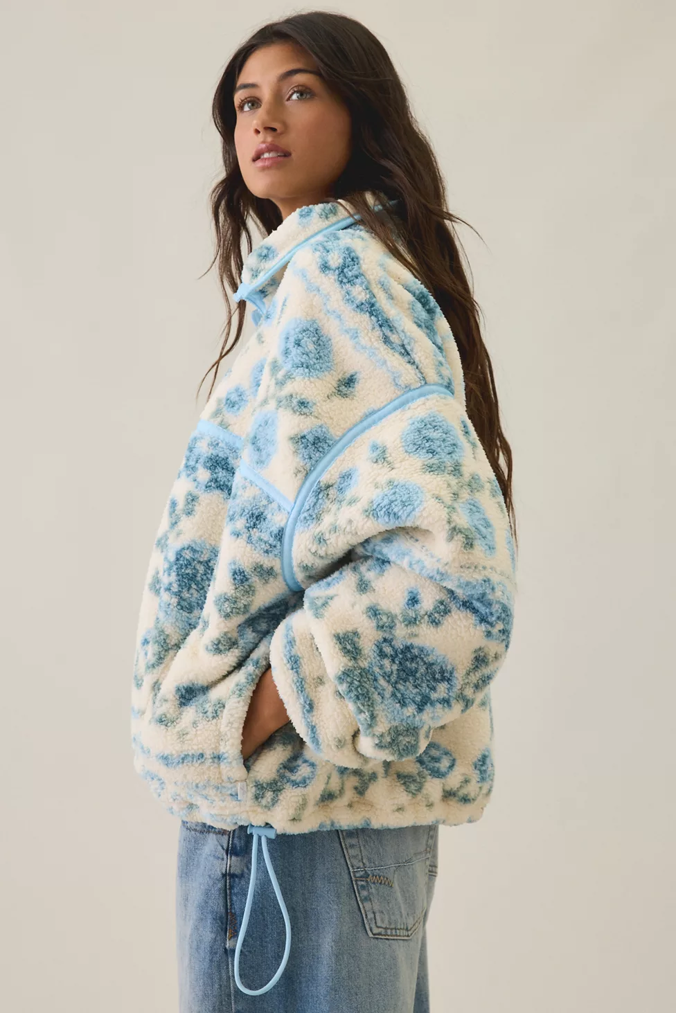 Out From Under Pretty Plush Fleece Quarter Zip Pullover - Blue Multi