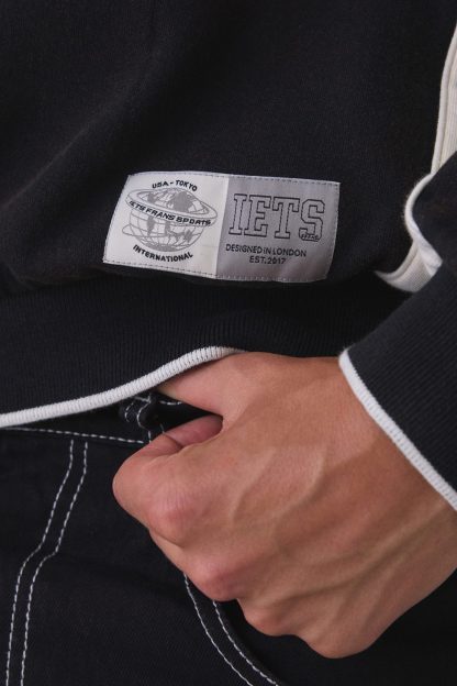 iets frans… Sporty Paneled Crew Neck Sweatshirt - Black