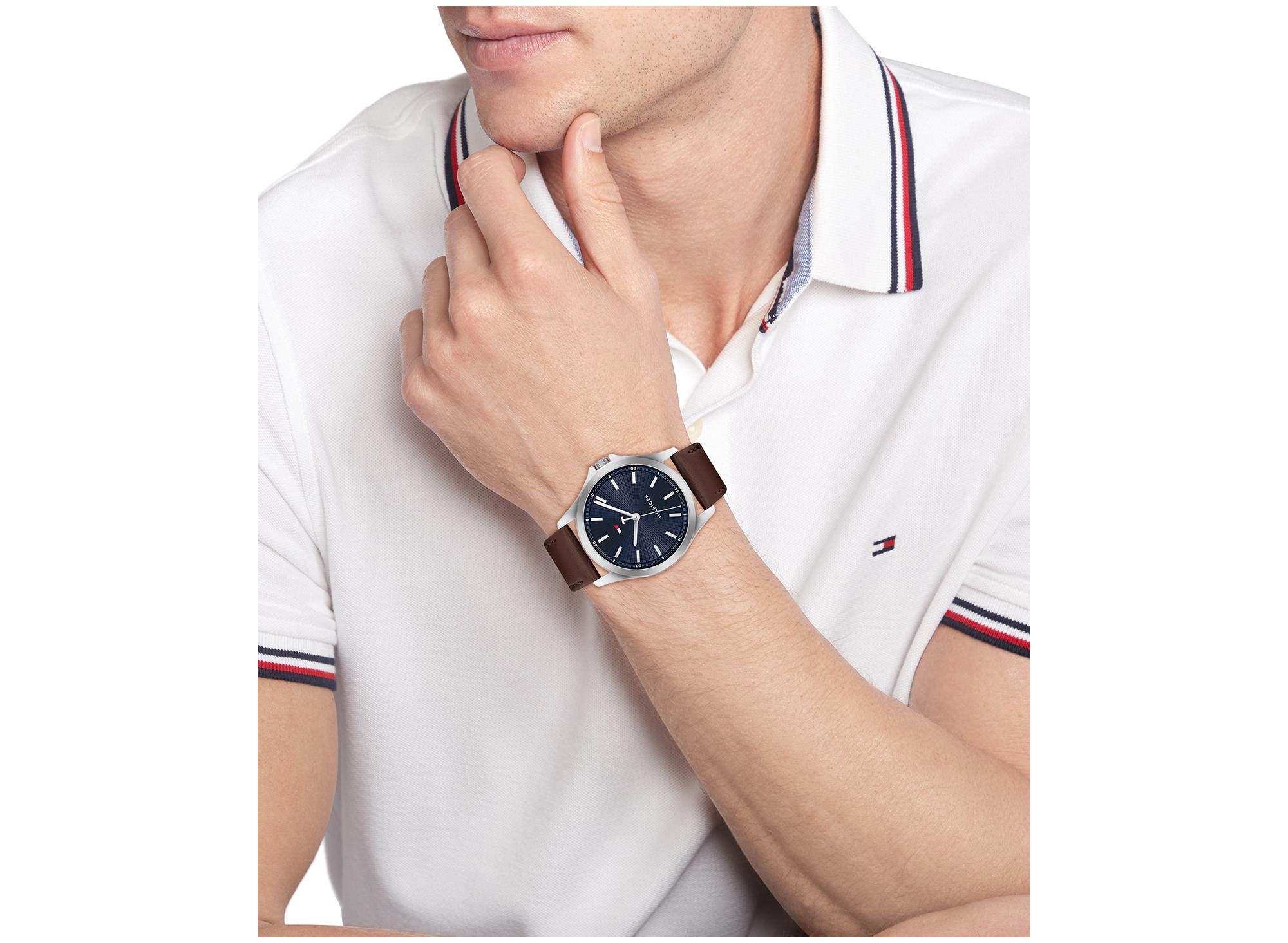 Tommy Hilfiger Men's Quartz Brown Leather Strap Watch 42mm - Brown