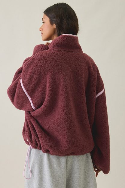 Out From Under Pretty Plush Fleece Quarter Zip Pullover - Dark Purple