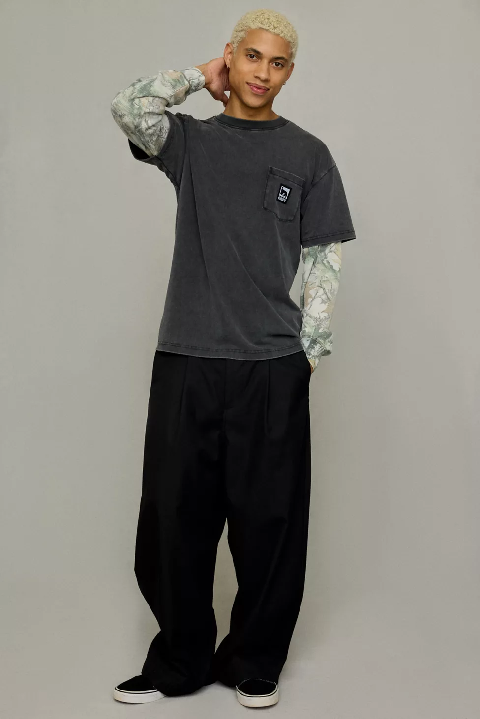 OBEY Post 2fer Long Sleeve Tee - Charcoal