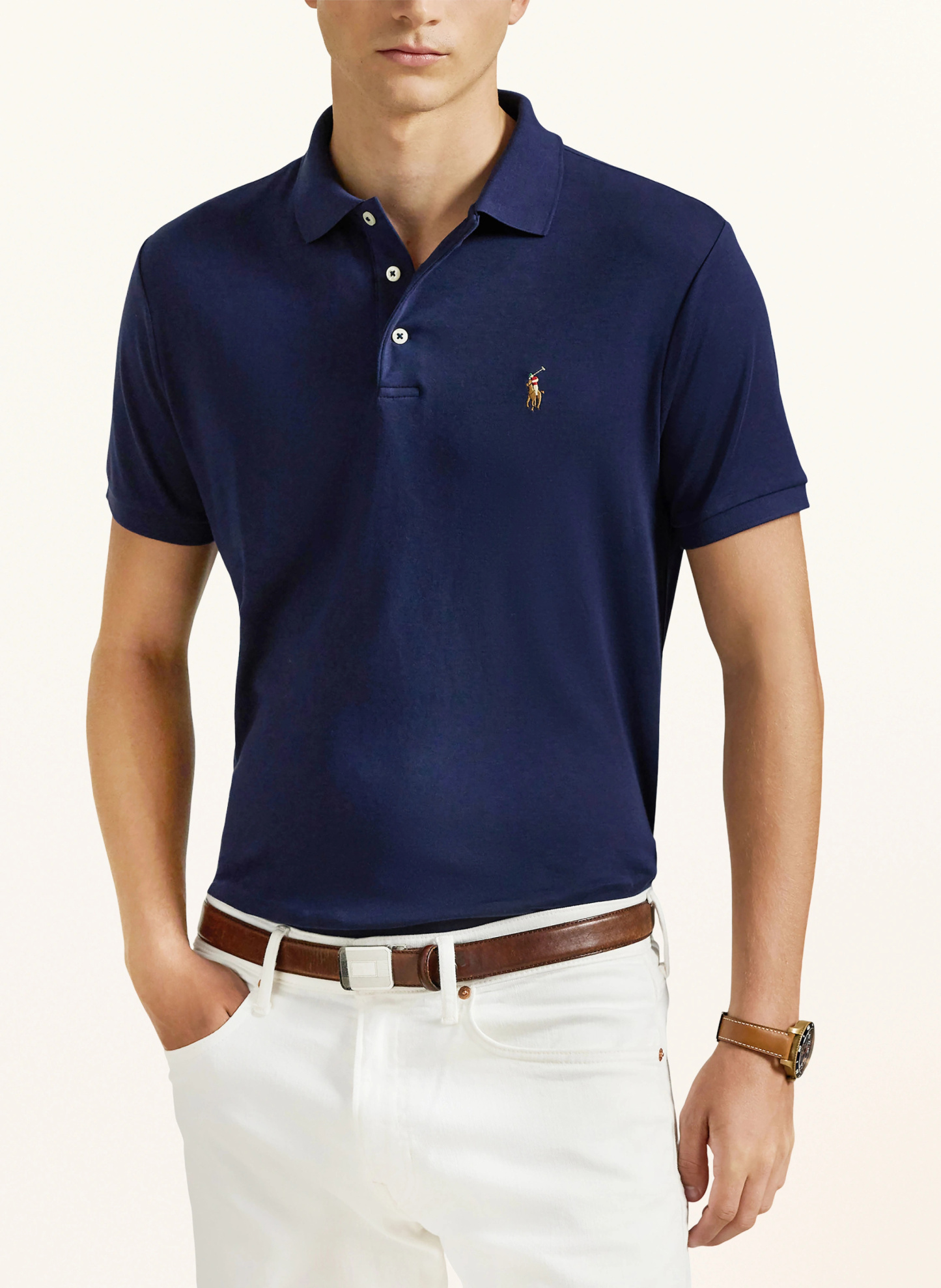 POLO RALPH LAUREN Jersey-Poloshirt Custom Slim Fit – DUNKELBLAU