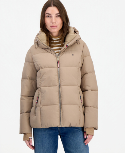 Tommy Hilfiger Women's Short Hooded Puffer Jacket, Created for Macy's - Latte