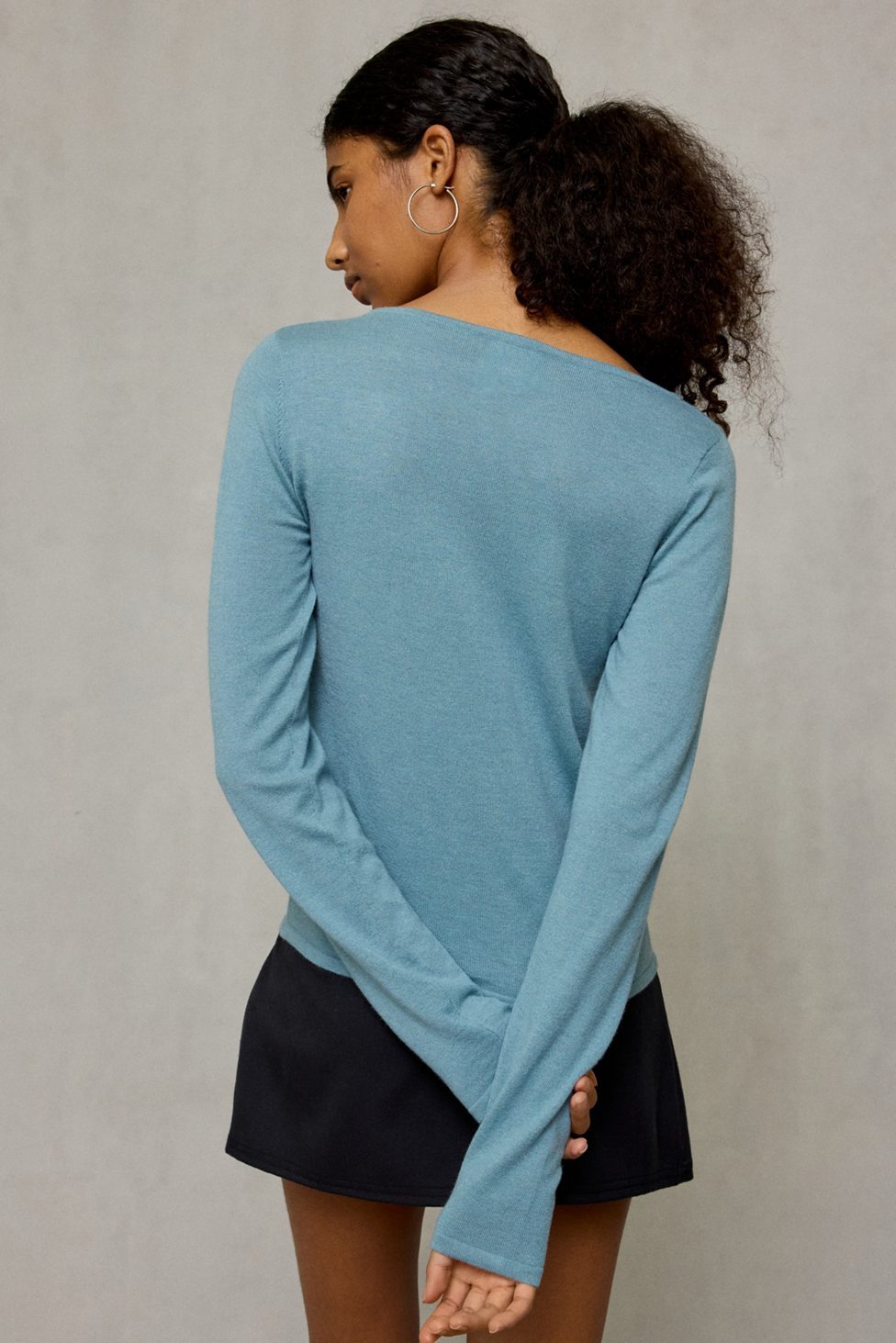 BDG Sutton Slanted Asymmetric Button Cardigan - Blue