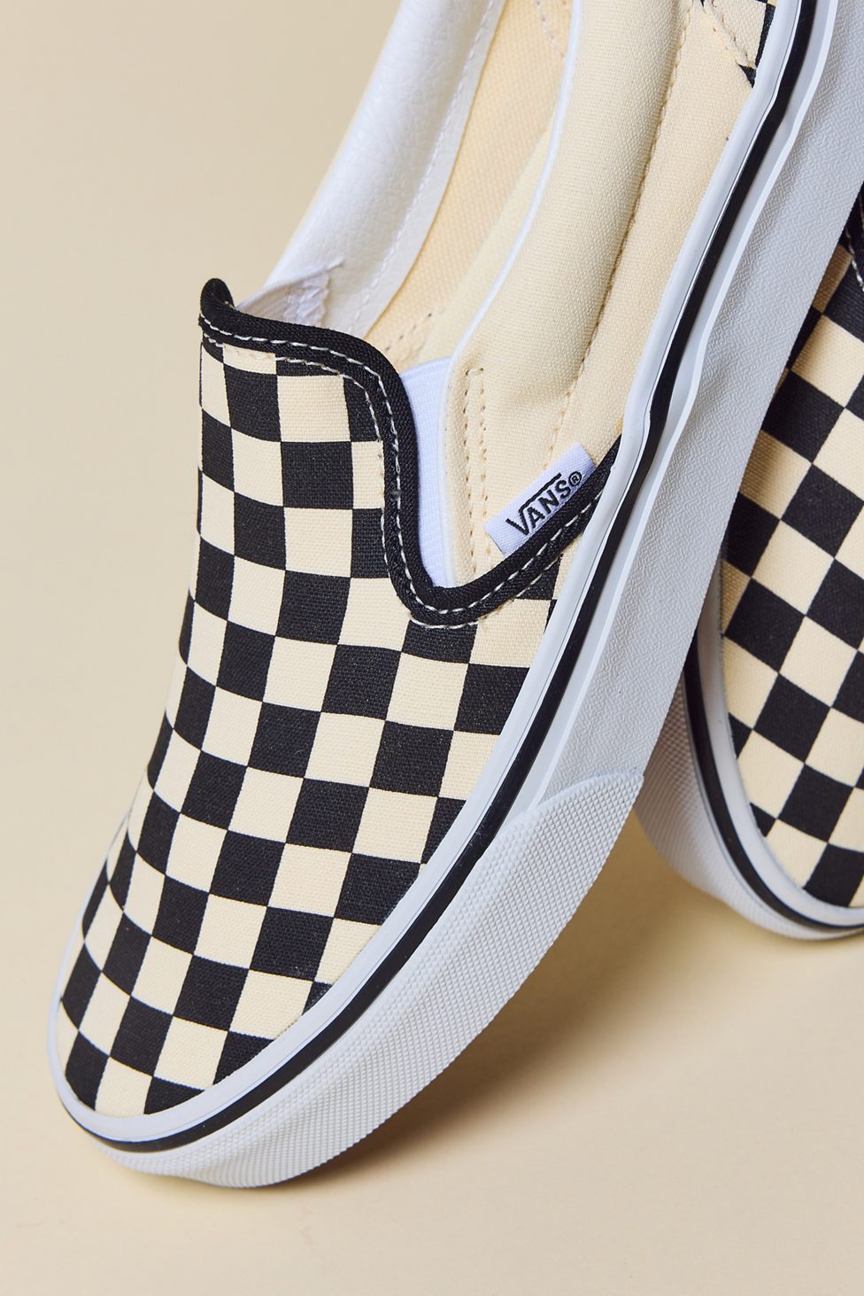 Vans Classic Checkerboard Slip-On Sneakers - Black / Off White Checkerboard