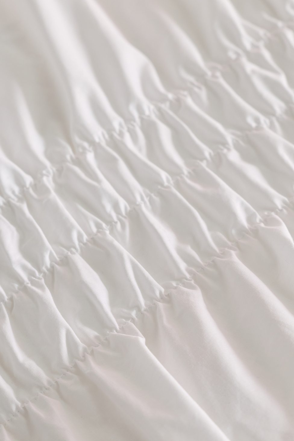 Prairie Ruched Cotton Percale Duvet Cover - Ivory