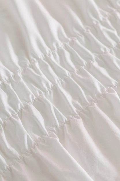 Prairie Ruched Cotton Percale Duvet Cover - Ivory