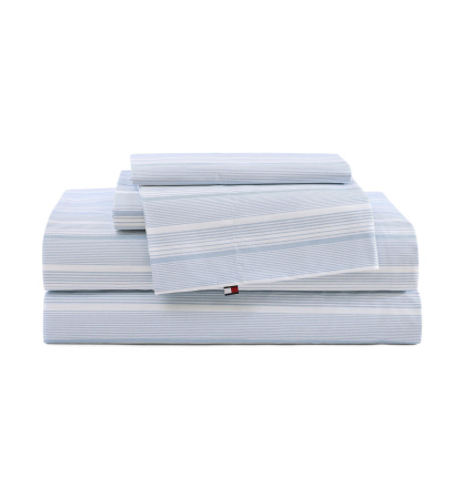 Tommy Hilfiger Printed 200-Thread Count Cotton Percale Sheet Set - Sailing Stripe