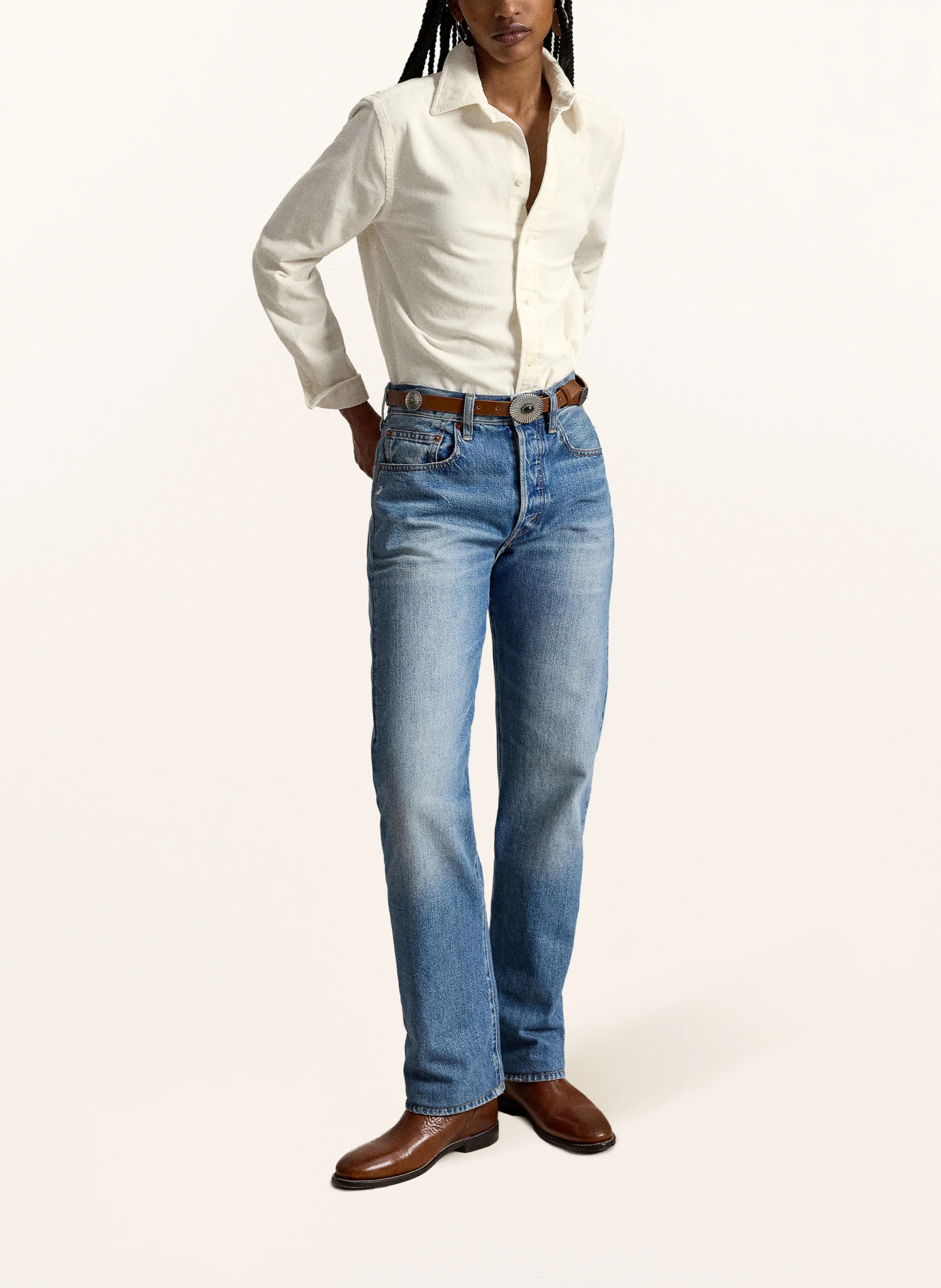 POLO RALPH LAUREN Hemdbluse aus Cord – CREME