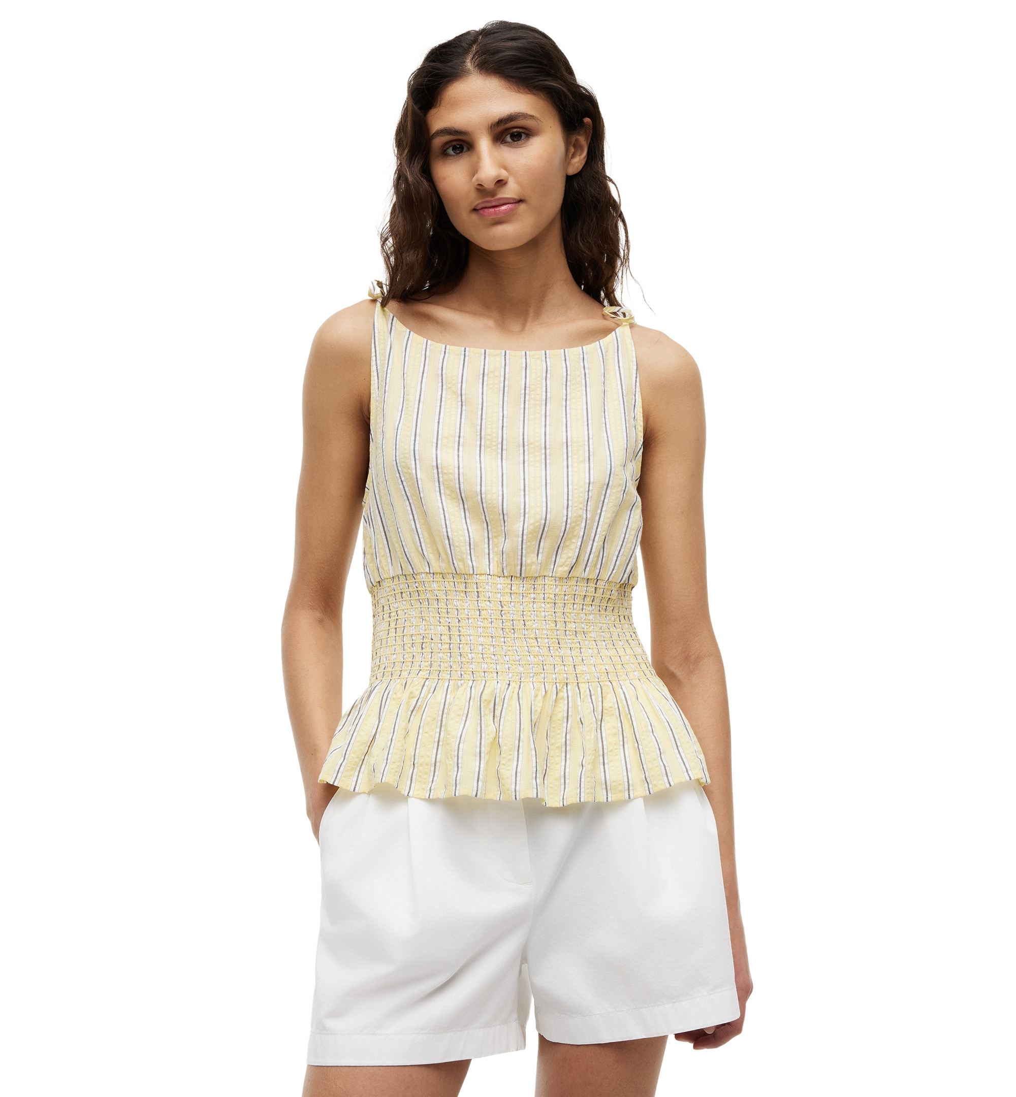 Tommy Hilfiger Women's Smocked Shoulder-Tie Top - Ecru