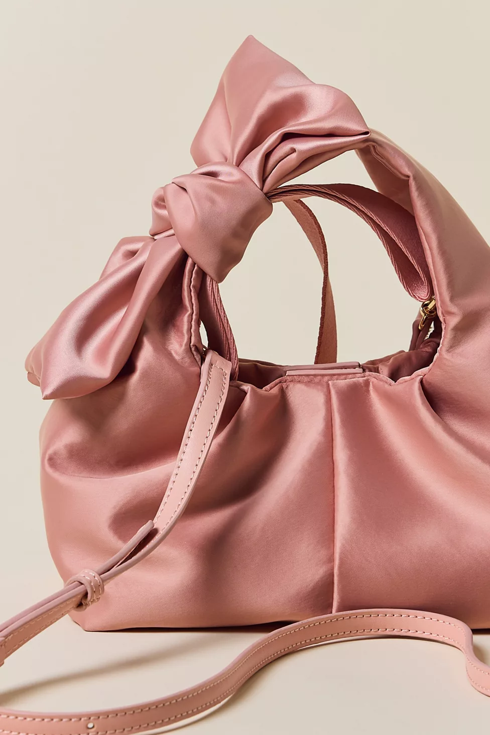 UO Halle Bow Satin Crossbody Bag - Rose