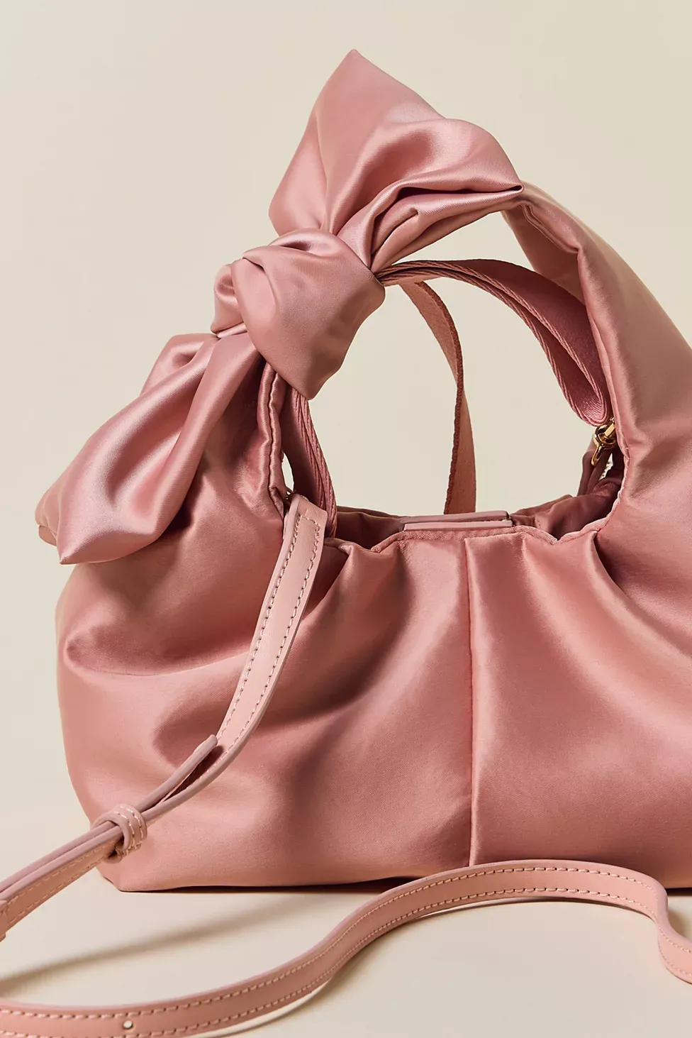 UO Halle Bow Satin Crossbody Bag - Rose