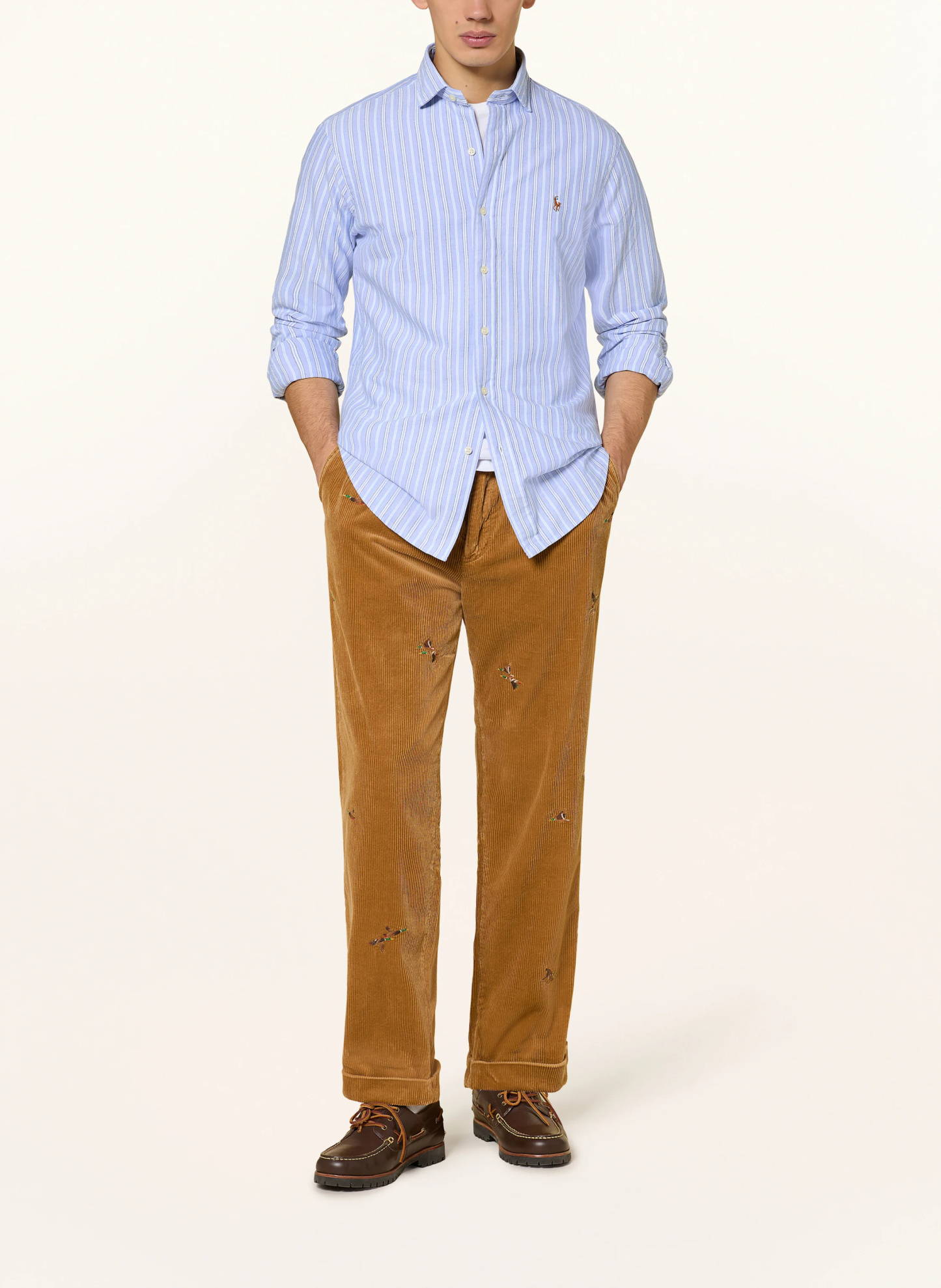 POLO RALPH LAUREN Oxfordhemd Custom Fit – HELLBLAU / WEISS / GRAU
