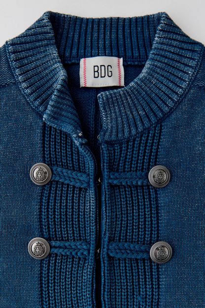 BDG Kellie Cadet Military Button Detail Sweater Jacket - Blue