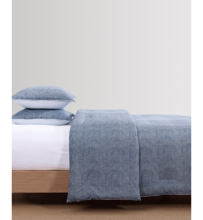 Tommy Hilfiger Classic Texture Cotton Duvet Cover Set - Dark Chambray, Navy Blue