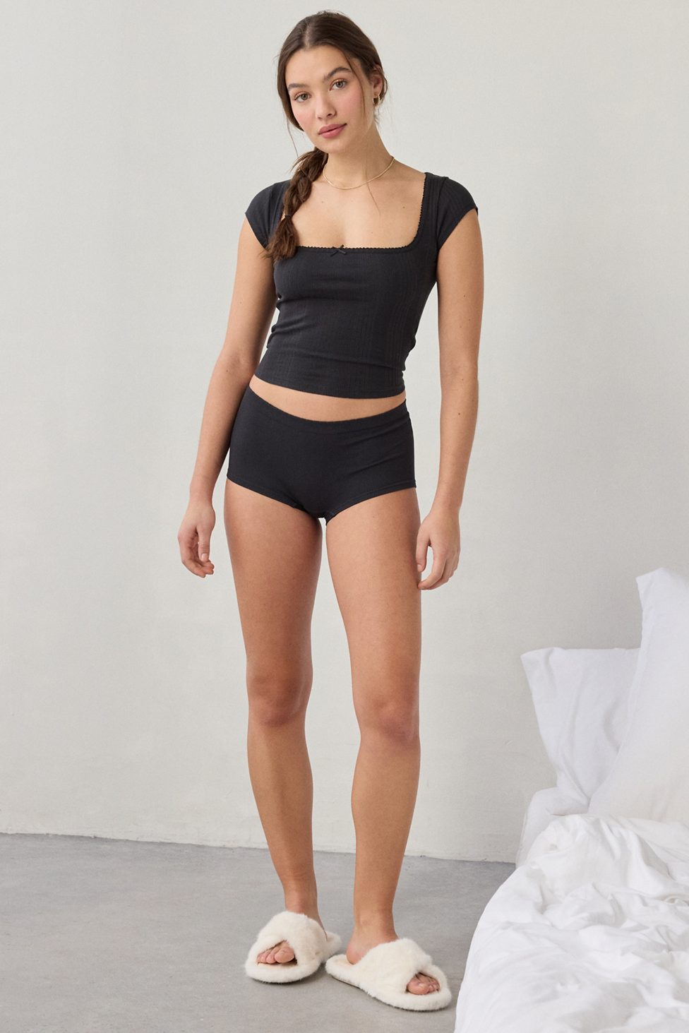 Out From Under Ribbed Seamless Boyshort Underwear - Black