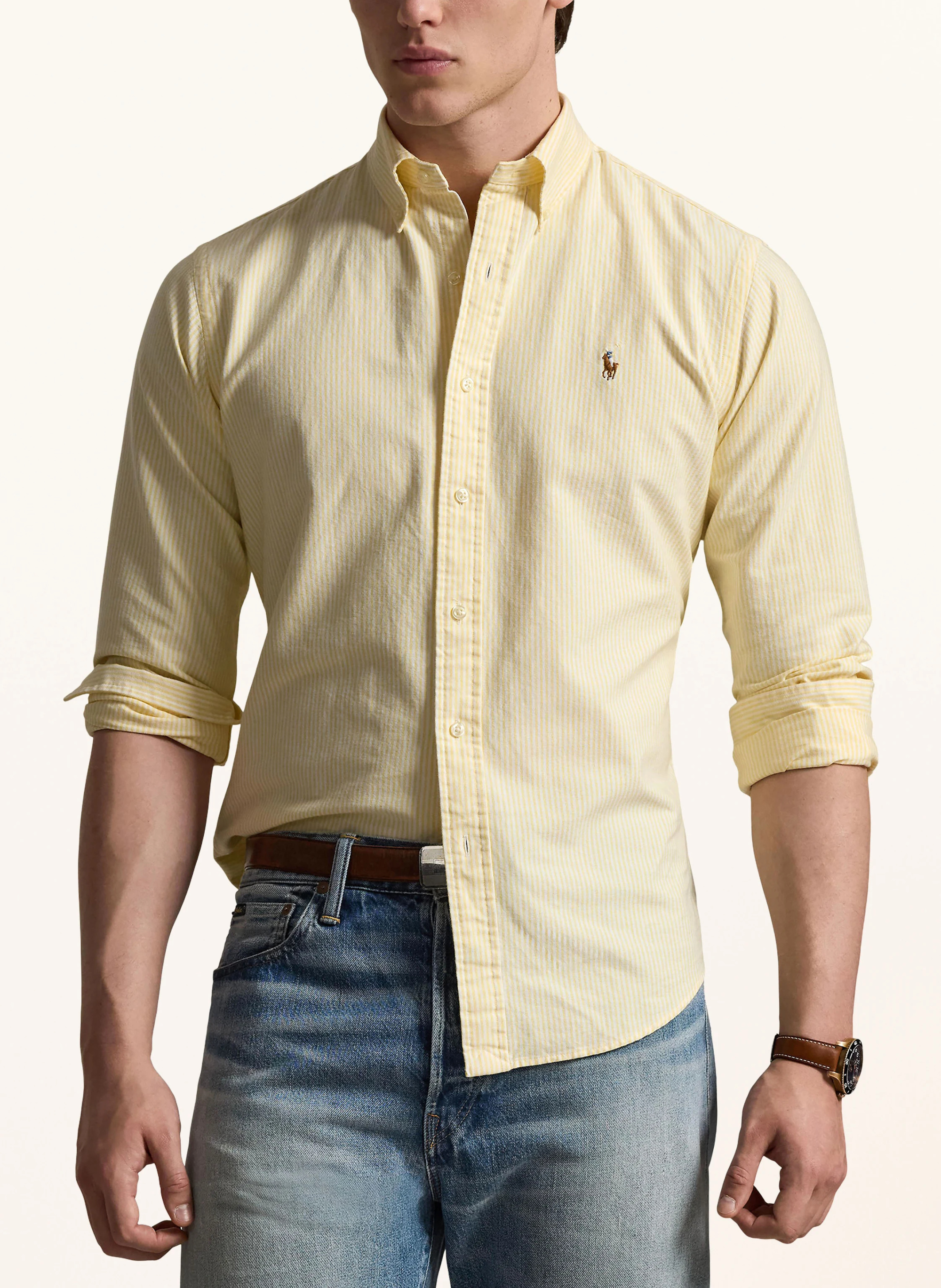 POLO RALPH LAUREN Hemd Custom Fit – HELLGELB / WEISS