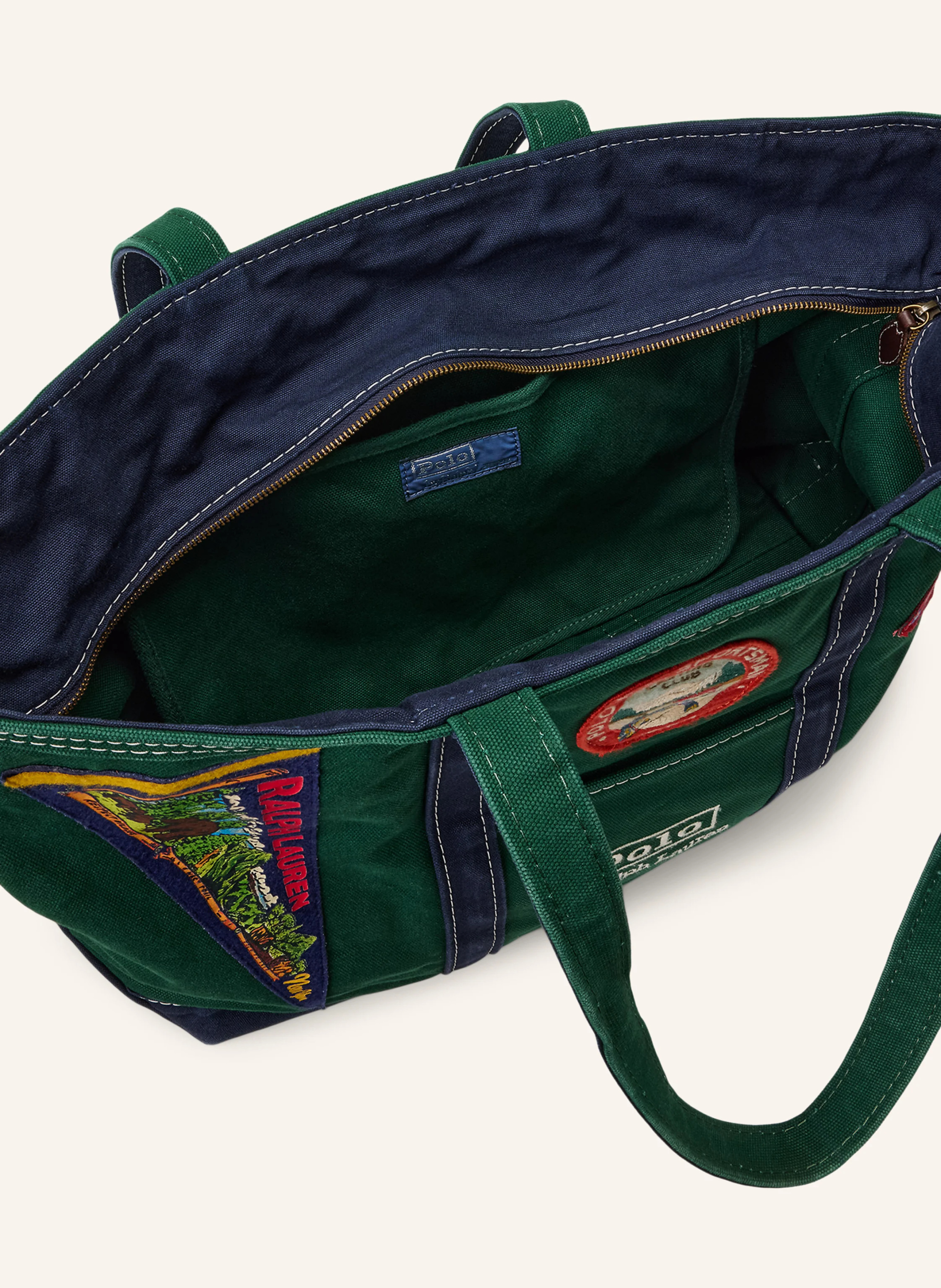 POLO RALPH LAUREN Shopper – GRÜN / GELB / DUNKELBLAU