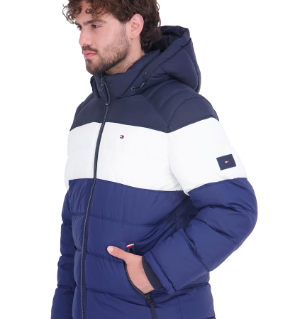Tommy Hilfiger Men's Hooded Puffer Jacket - Royal Blue Colorblock
