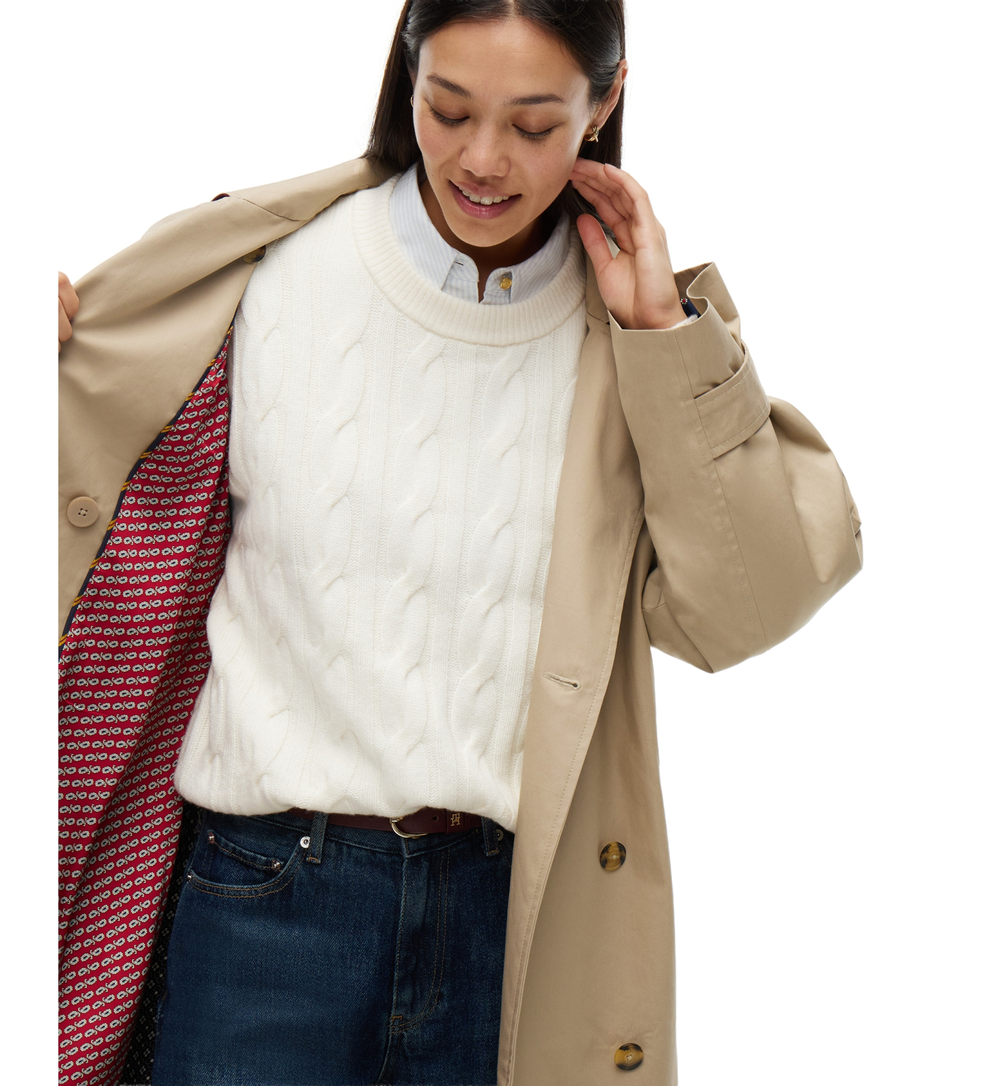 Tommy Hilfiger Women's American Icons Oversized Double-Breasted Trench Coat, Macy's Exclusive - Beige