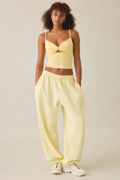 Out From Under Bec Twist-Front Cropped Cami - Light Yellow