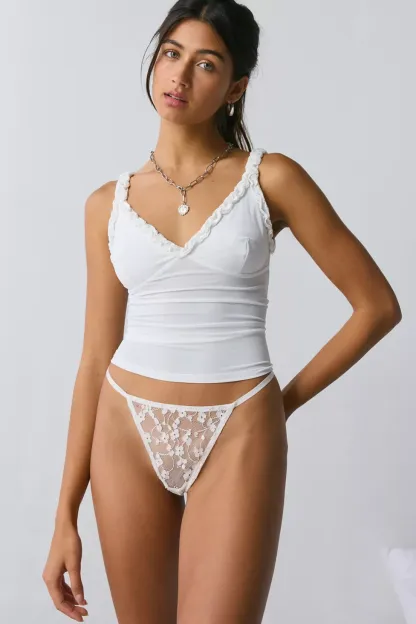 Out From Under Primrose Floral Lace Thong - Ivory