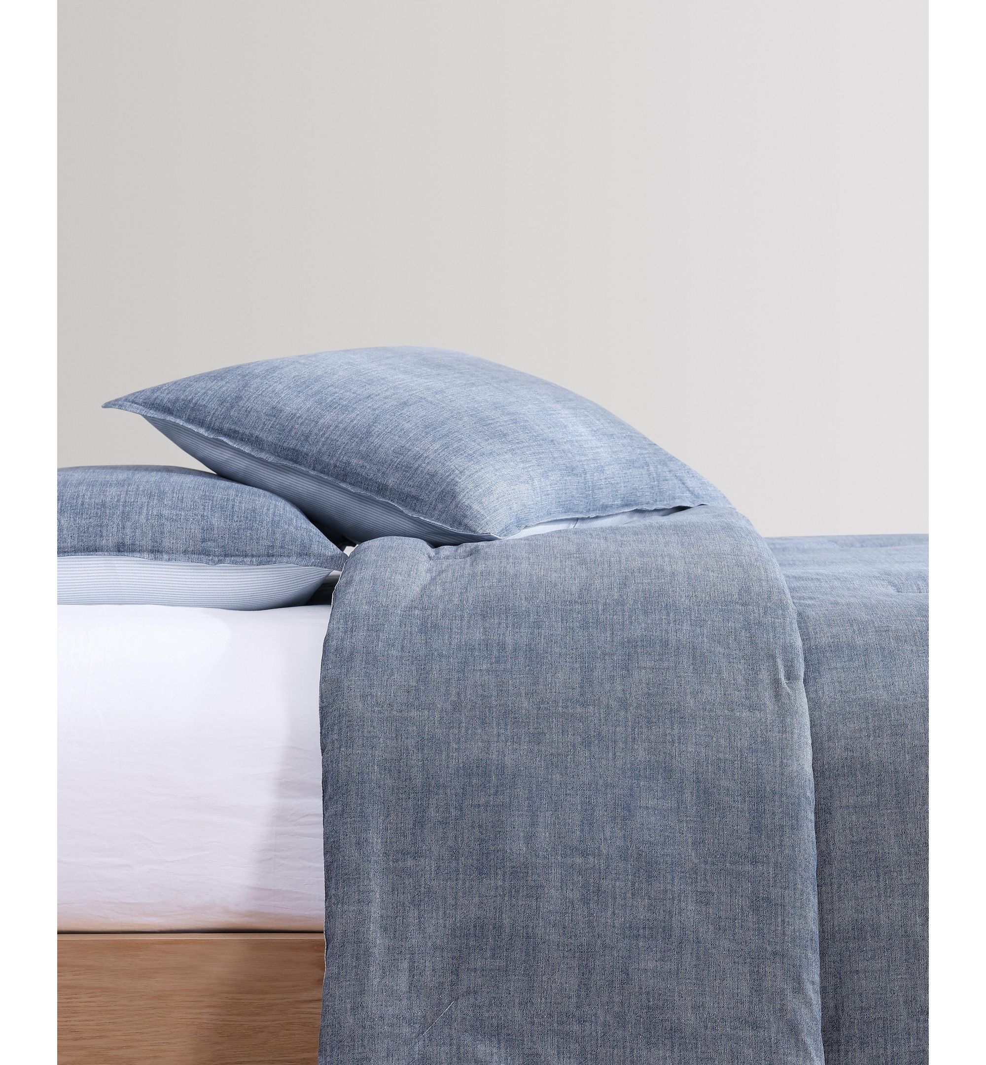 Tommy Hilfiger Classic Texture Cotton Duvet Cover Set - Dark Chambray, Navy Blue