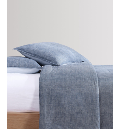 Tommy Hilfiger Classic Texture Cotton Duvet Cover Set - Dark Chambray, Navy Blue