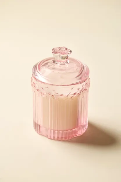Glass Flower Jar 7 oz Scented Candle - Withered Rose Petals