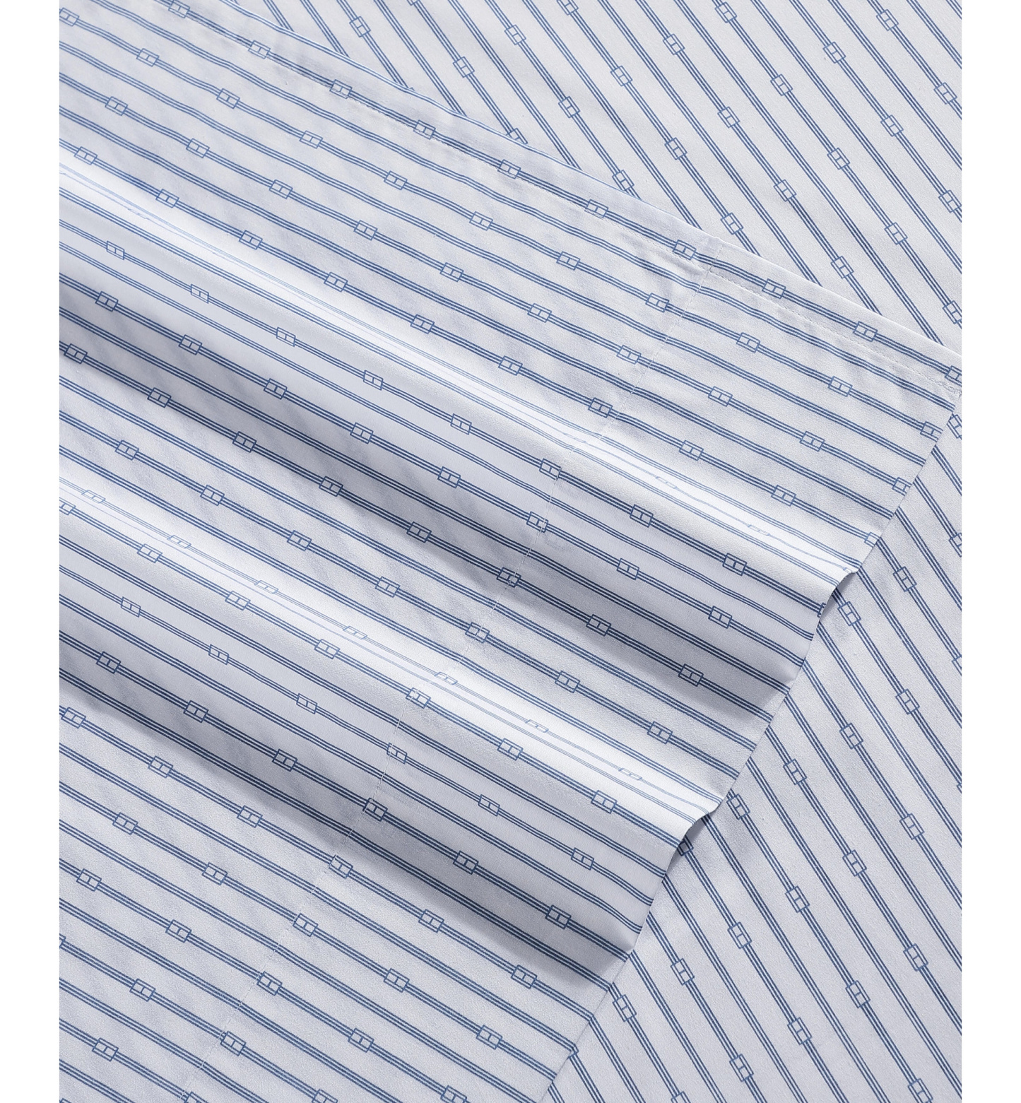 Tommy Hilfiger Printed 200-Thread Count Cotton Percale Sheet Set - Monogram Pastel Blue