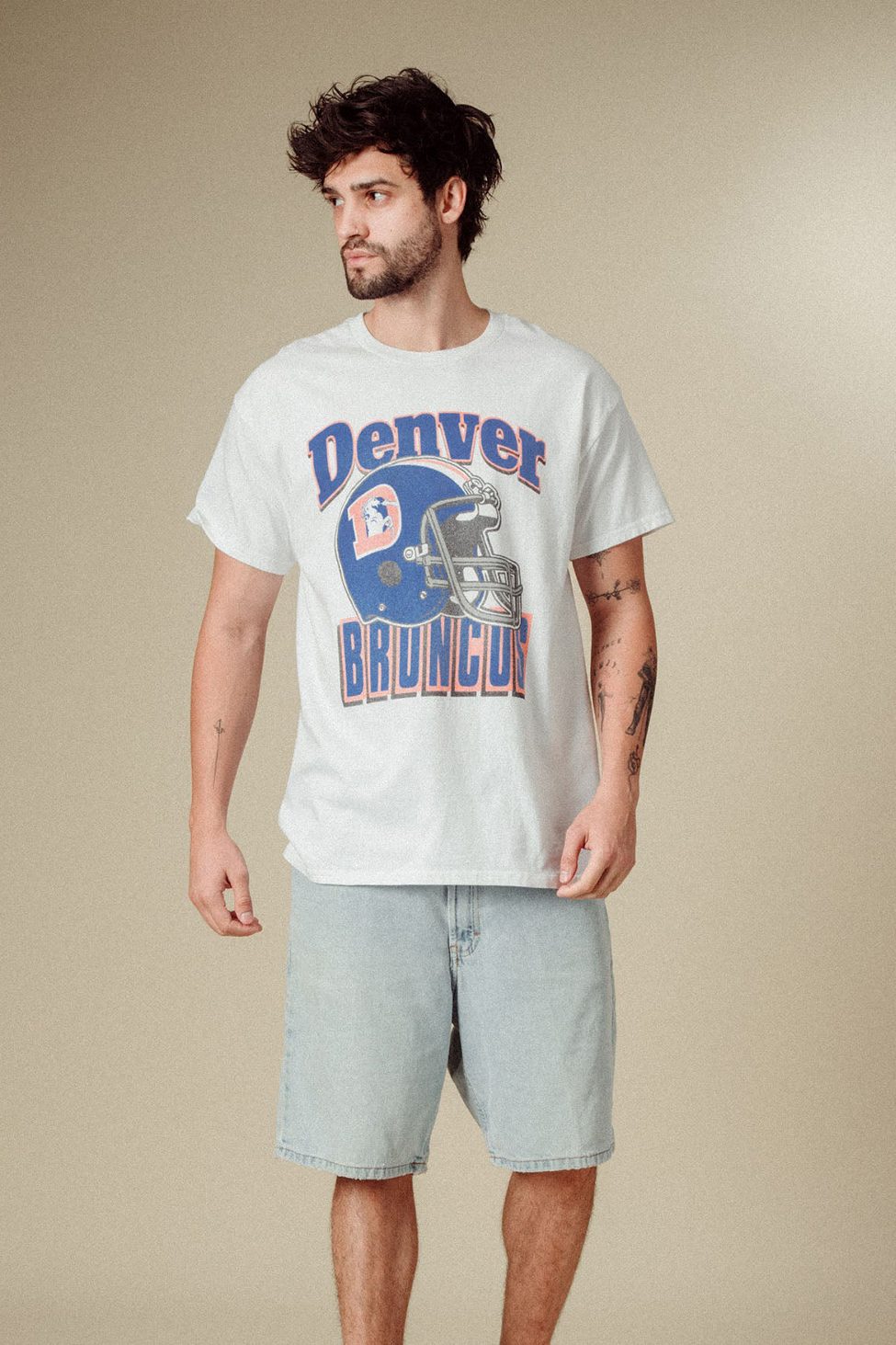 Junk Food NFL Throwback Helmet Flea Market Tee - Denver Broncos